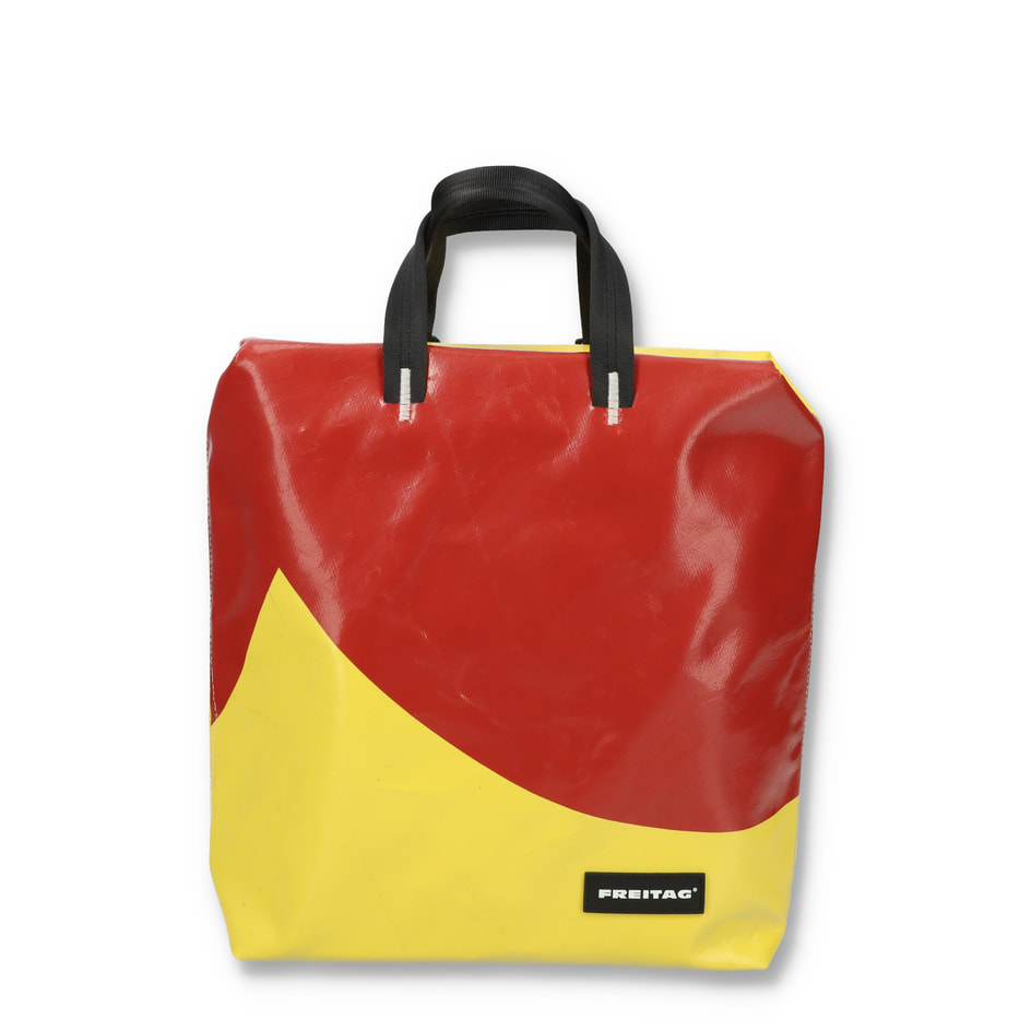 sac freitag de couleur rouge et jaune